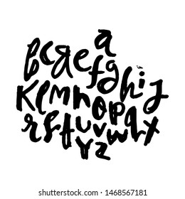 dry brush alphabet font set made by real brush grunge style vector, Isolated vector set