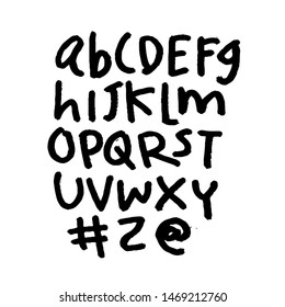 dry brush alphabet font set made by real brush grunge style vector, Isolated vector set