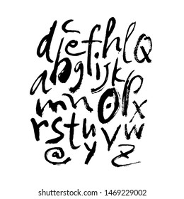 dry brush alphabet font set made by real brush grunge style vector, Isolated vector set