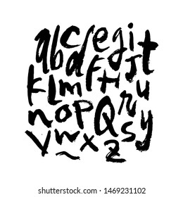 dry brush alphabet font set made by real brush grunge style vector, Isolated vector set