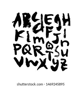 dry brush alphabet font set made by real brush grunge style vector, Isolated vector set