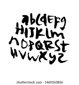 dry brush alphabet font set made by real brush grunge style vector, Isolated vector set