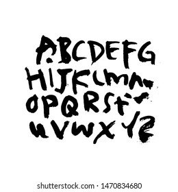 dry brush alphabet font set made by real brush grunge style vector, Isolated vector set