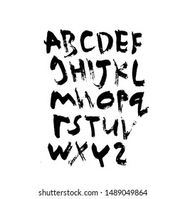 dry brush alphabet font set made by real brush grunge style vector, Isolated vector set