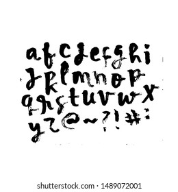 dry brush alphabet font set made by real brush grunge style vector, Isolated vector set
