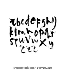 dry brush alphabet font set made by real brush grunge style vector, Isolated vector set