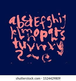 dry brush alphabet font set made by real brush grunge style vector, Isolated vector set