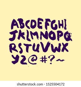 dry brush alphabet font set made by real brush grunge style vector, Isolated vector set