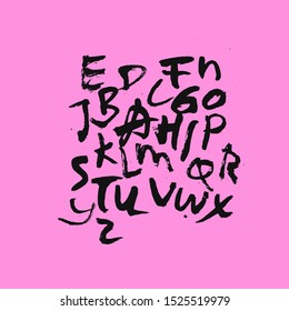 dry brush alphabet font set made by real brush grunge style vector, Isolated vector set