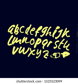 dry brush alphabet font set made by real brush grunge style vector, Isolated vector set
