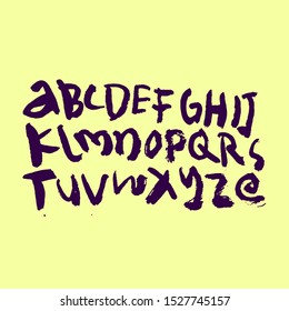 dry brush alphabet font set made by real brush grunge style vector, Isolated vector set