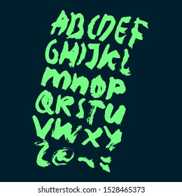 dry brush alphabet font set made by real brush grunge style vector, Isolated vector set