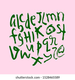 dry brush alphabet font set made by real brush grunge style vector, Isolated vector set