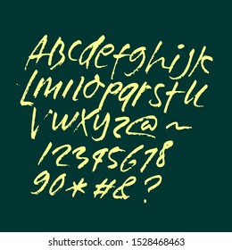 dry brush alphabet font set made by real brush grunge style vector, Isolated vector set