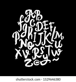 dry brush alphabet font set made by real brush grunge style vector, Isolated vector set