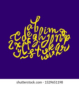 dry brush alphabet font set made by real brush grunge style vector, Isolated vector set