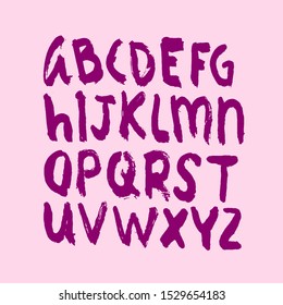 dry brush alphabet font set made by real brush grunge style vector, Isolated vector set