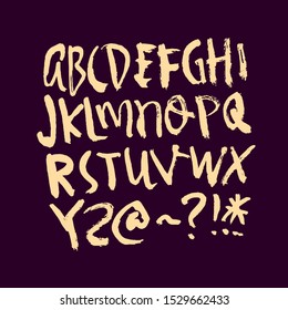 dry brush alphabet font set made by real brush grunge style vector, Isolated vector set