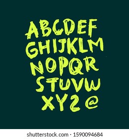dry brush alphabet font set made by real brush grunge style vector, Isolated vector set