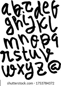 dry brush alphabet font set made by real brush grunge style vector, Isolated vector set