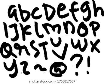 dry brush alphabet font set made by real brush grunge style vector, Isolated vector set