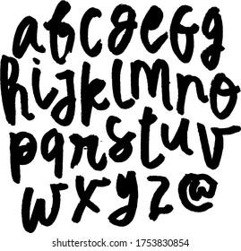 dry brush alphabet font set made by real brush grunge style vector, Isolated vector set