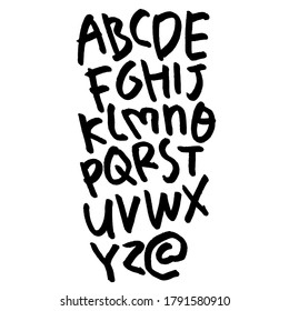 dry brush alphabet font set made by real brush grunge style vector, Isolated vector set