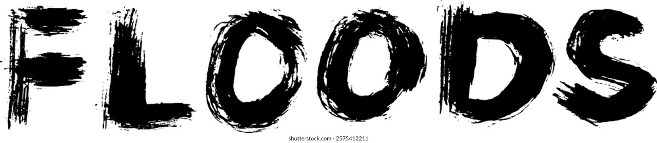 dry brush bold handwritten of natural disasters. tornadoes landslides wildfires avalanches droughts eruptions earthquakes hurricanes floods