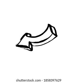 Icono de flecha abajo del pincel seco. Ilustración vectorial.