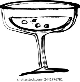 Dry Brush Glass of Champagne Grunge Icon