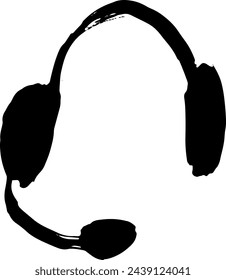 Dry Brush Grunge Icon Headphone for Support