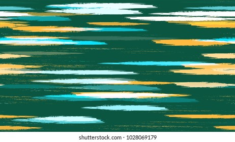 Dry Brush Grunge Strokes and Stripes Background. Hand Painted Fashion Seamless Pattern. Dyed Stripes in Watercolor Style. Advertising, Cover Print Design Pattern.