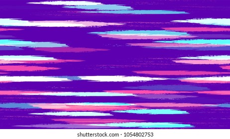 Dry Brush Grunge Strokes and Stripes Background. Paintbrush Lines Seamless Pattern. Dyed Stripes in Watercolor Style. Packaging, Fabric Print Design Background.