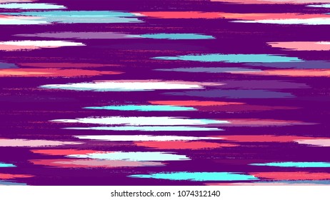 Dry Brush Grunge Strokes and Stripes Background. Hand Painted Fashion Seamless Pattern. Painted Watercolor Style Texture. Packaging, Fabric Print Design Background.