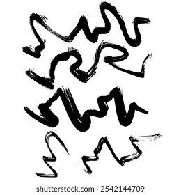 Dry Brush Grunge Wave Stroke Set Texture