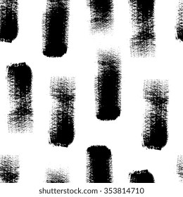 Dry brush hand drawn sketch artsy background, seamless pattern in black and white colors,  brush strokes and swirls 
