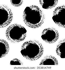 Dry brush hand drawn sketch artsy background, seamless pattern in black and white colours,  brush strokes and swirls 