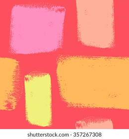 Dry brush hand drawn sketch artsy background, seamless pattern in bright neon colors, hot pink, brush strokes