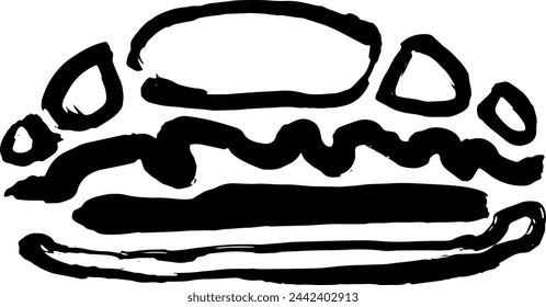 Dry Brush Hand Drawn Stuffed Croissant Icon for Menu