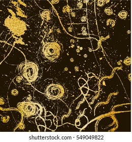 Dry brush hand drawn texture made of glitter. Abstract ink patterns, vector illustration.