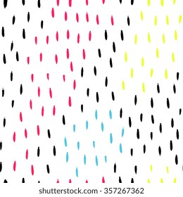 Dry brush ink hand drawn sketch artsy background, seamless pattern in bright colors, blue, small brush strokes, dots camouflage pattern