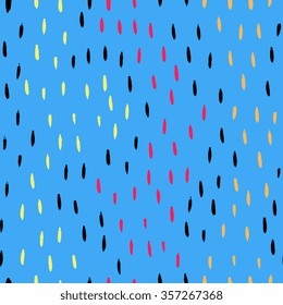Dry brush ink hand drawn sketch artsy background, seamless pattern in bright neon colors, blue, small brush strokes, dots camouflage pattern