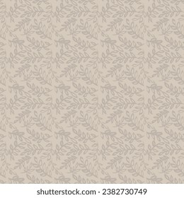 Dry Brush Leaves and Branches Beige Seamless Pattern