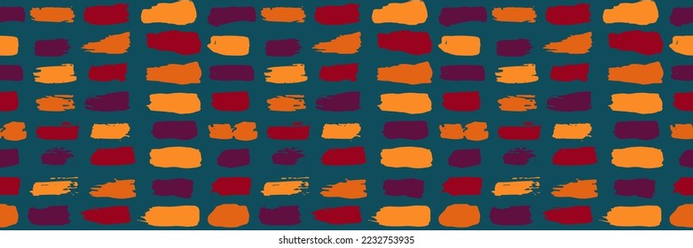 Dry Brush Lines Colorful Seamless Vector Blue Pattern