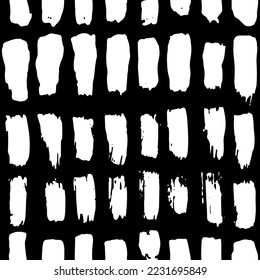 Dry Brush Lines Seamless Vector Black and White Pattern