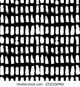 Dry Brush Lines Seamless Vector Black and White Pattern