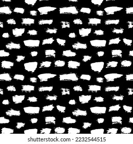 Dry Brush Lines Seamless Vector Black and White Pattern