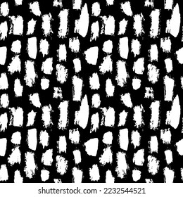 Dry Brush Lines Seamless Vector Black and White Pattern