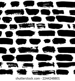 Líneas de pincel secas Vector transparente Patrón blanco y negro