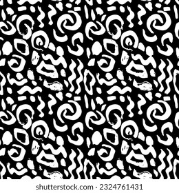 Dry Brush Lines Seamless Vector Black and White Pattern